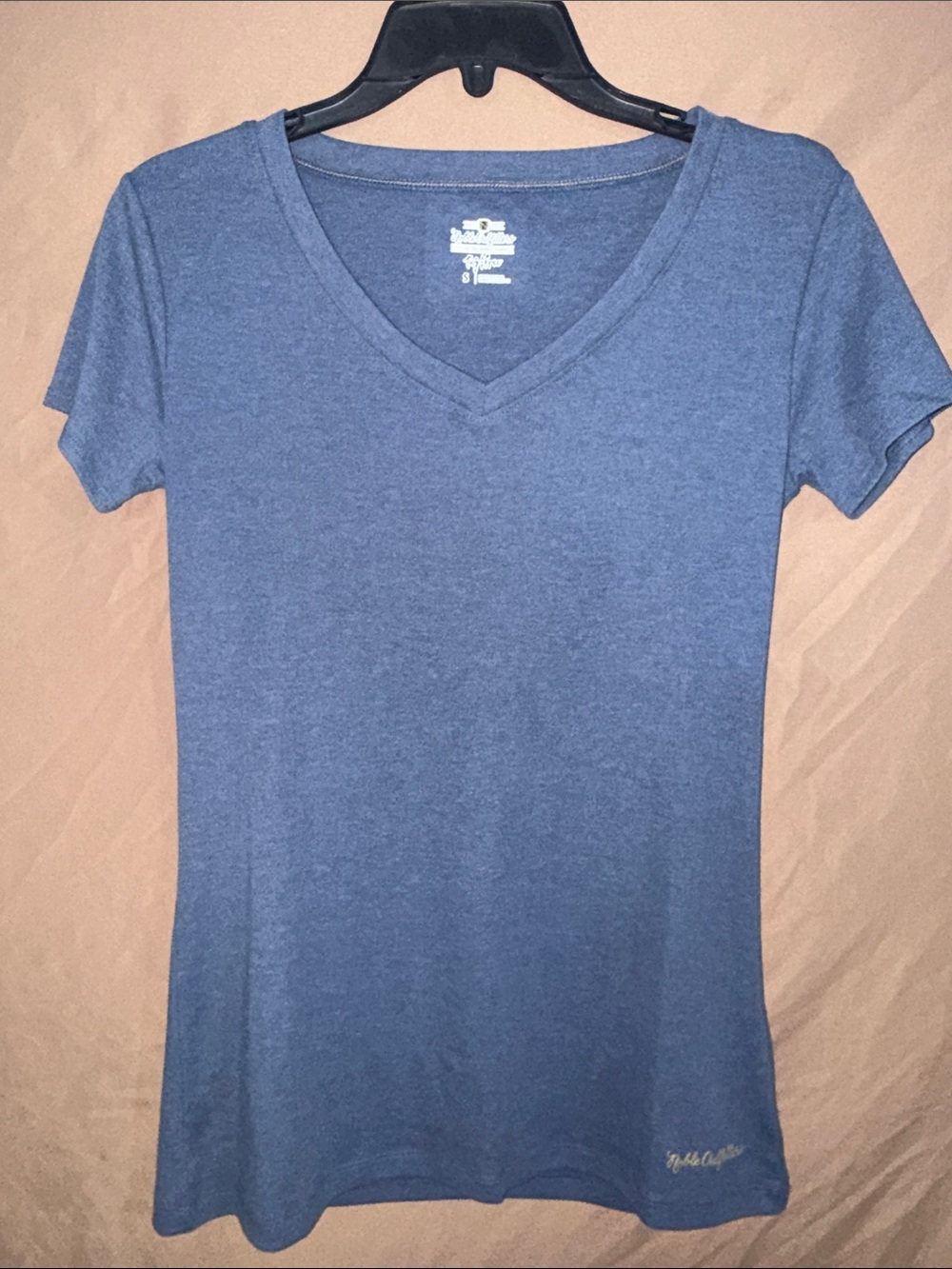 NWOT Noble Women’s Small Short Sleeve V-Neck Tee - Heather Navy Blue